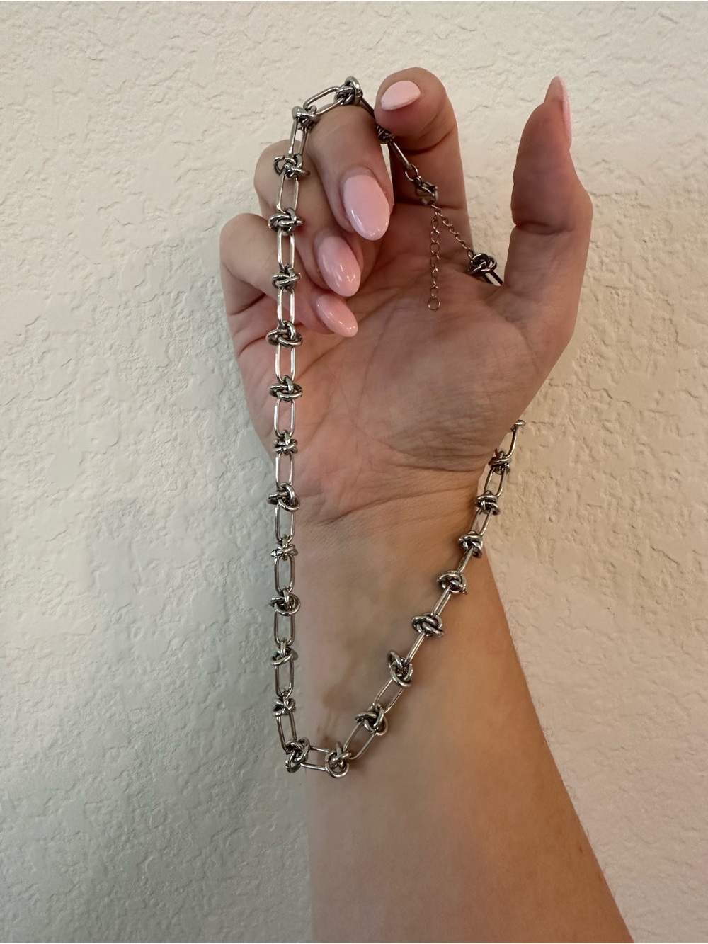 Silver-Tone Knot Link Necklace